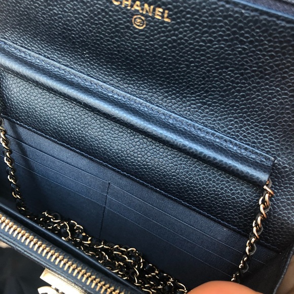 SOLD Chanel wallet on chain WOC Golden Class Navy - Picture 5 of 16